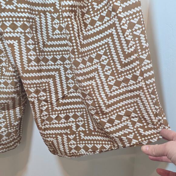 Womens Aztec Print Wide Leg Geometric Jumpsuit Overalls One Size Viscose Brown - Picture 6 of 11